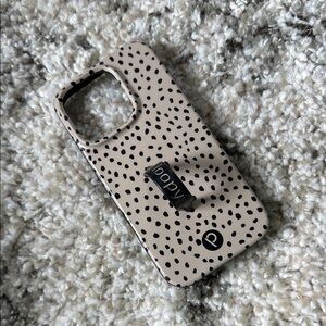 IPHONE 16 PRO Loopy Case Black and cream Polka Dot Phone Case